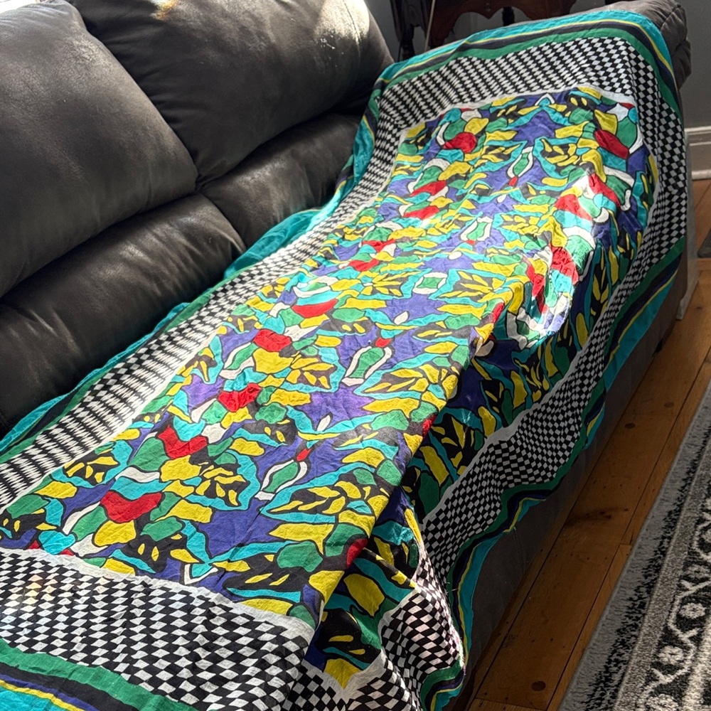 Vibrant Multicolor Floral cape, shawl, throw, table runner.